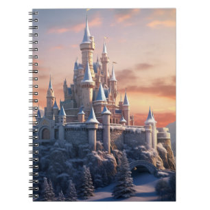 Cuaderno castillo digital de fantasía en las montañas