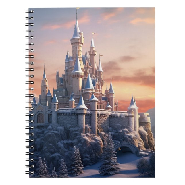 Cuaderno castillo digital de fantasía en las montañas (Frente)
