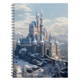 Cuaderno castillo digital de fantasía en las montañas