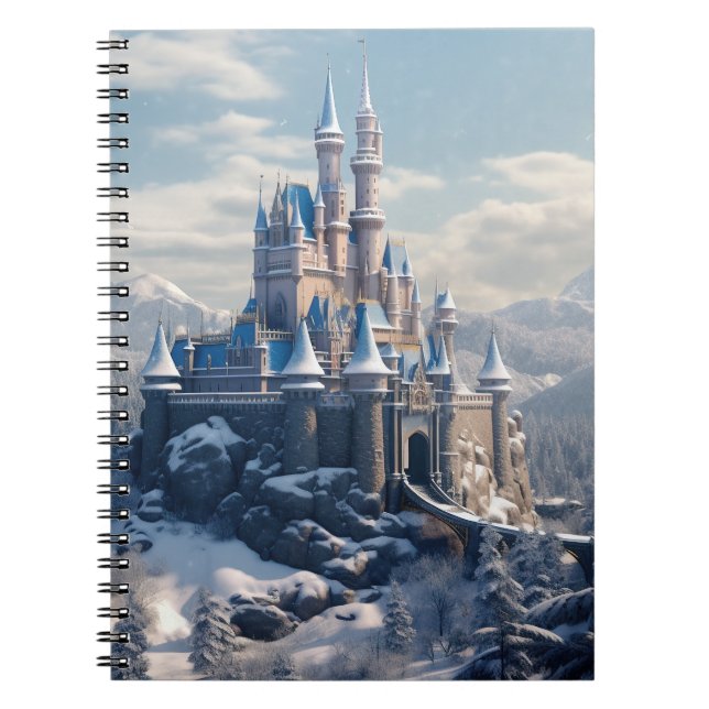 Cuaderno castillo digital de fantasía en las montañas (Frente)