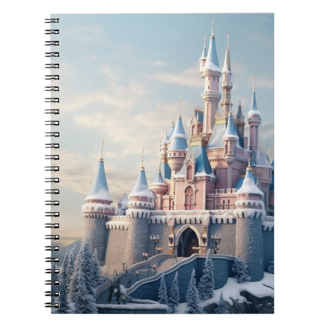 Cuaderno castillo digital de fantasía en las montañas (Frente)