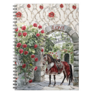 Cuaderno Castillo Rojo Caballo Rosas Románticas Reales