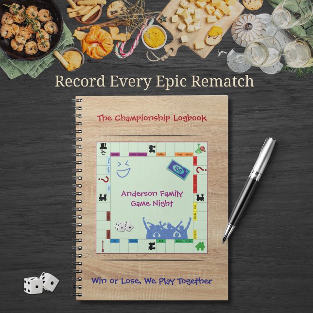 Cuaderno Casual and Fun Board Game Night Scorekeeping (Personalized family game night scorebook for recording every epic rematch and championship win.)