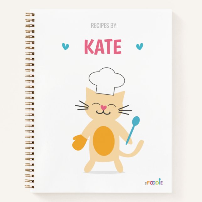 Cuaderno Cat Chef Personalized Kids Recipe (Anverso)