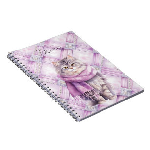 Cuaderno Cat Cosy Winter Purple Scarf