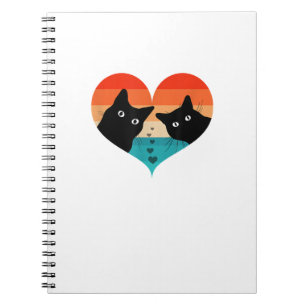 Cuaderno Cat Couple Retro Vintage Shirt Funny Black Cat Val