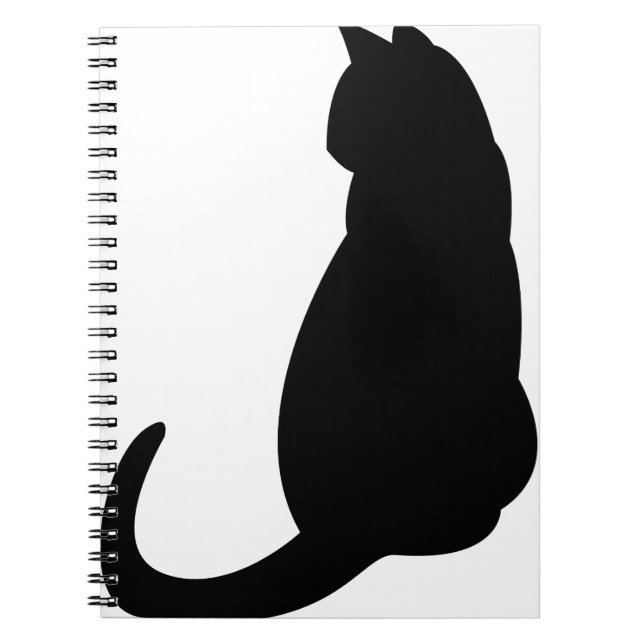 Cuaderno Cat Kitten Sitting Silhouette contorno negro (Frente)