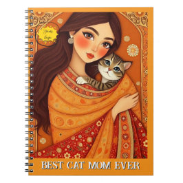 Cuaderno Cat lover Mom Photo  orange