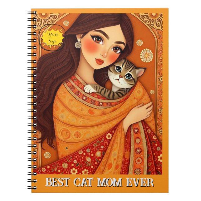 Cuaderno Cat lover Mom Photo  orange (Frente)