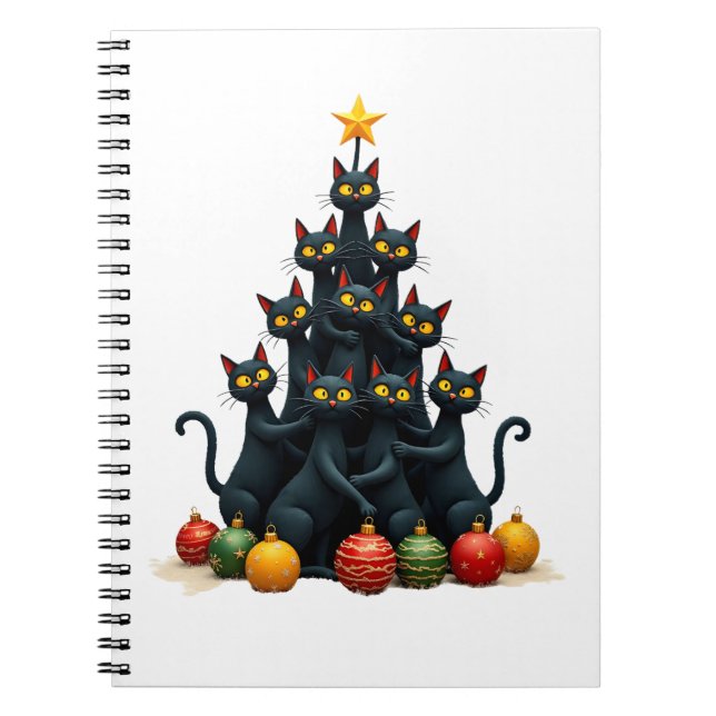 Cuaderno Cat Lovers Cute and Funny Holiday Tree Christmas 2 (Frente)