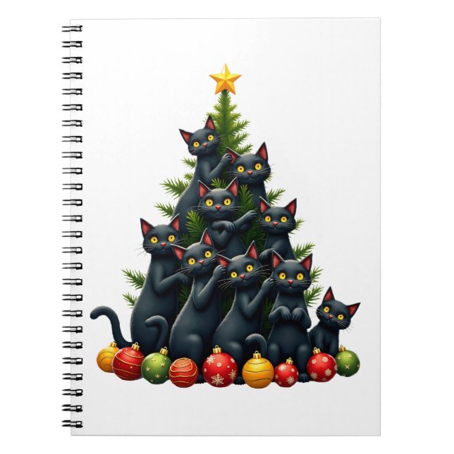 Cuaderno Cat Lovers Cute and Funny Holiday Tree Christmas 3 (Frente)