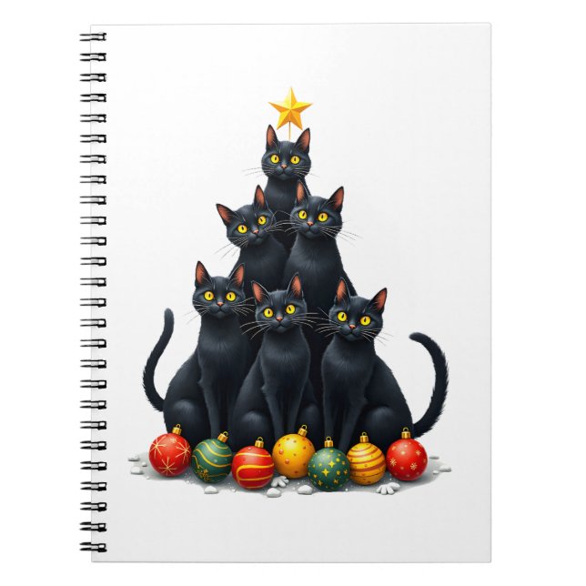 Cuaderno Cat Lovers Cute and Funny Holiday Tree Christmas M (Frente)