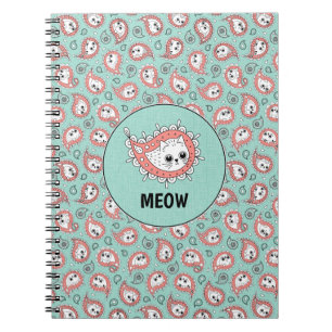 Cuaderno Cat Paisley - Coral y menta