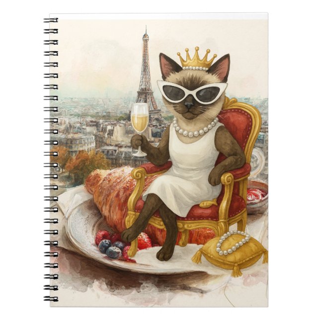 Cuaderno Cat retirement drinking wine in Paris France (Frente)