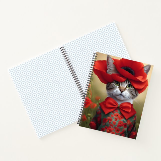 Cuaderno Cat with a dress made of a poppy (Interior)