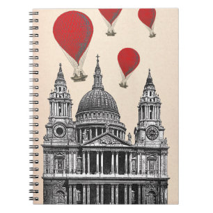 Cuaderno Catedral de St Pauls y globos de aire rojo