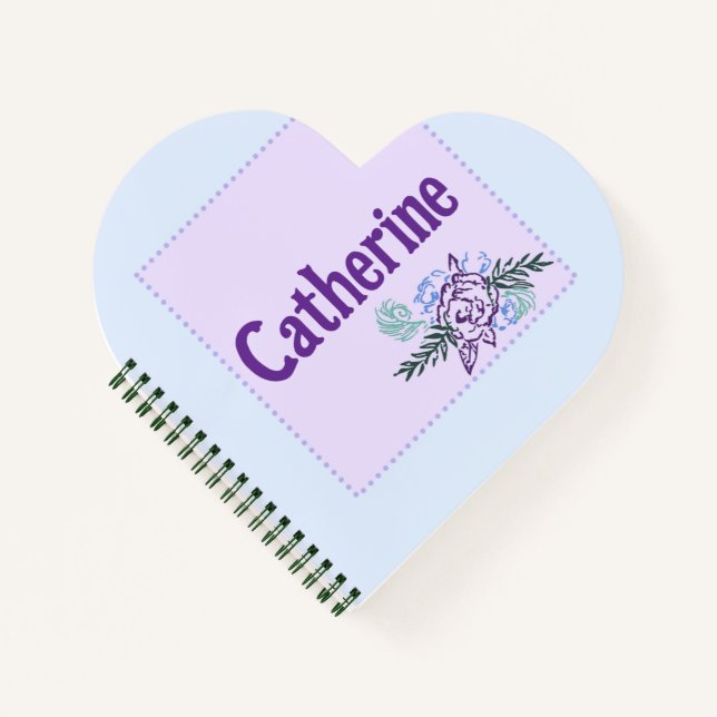 Cuaderno Catherine Aqua Rosa Heart Notebook (Anverso)