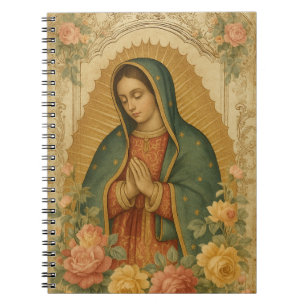 Cuaderno Católica Nuestra Señora de Guadalupe Floral Vintag