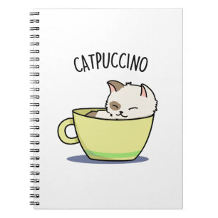 Cuaderno Catpucccino Gracioso Gato Gato Gatito En Un Pun De