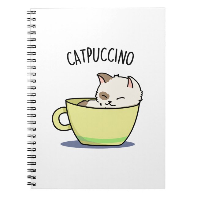 Cuaderno Catpucccino Gracioso Gato Gato Gatito En Un Pun De (Frente)