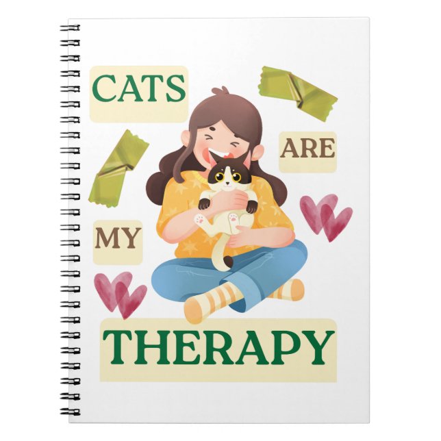 Cuaderno Cats Are My Therapy – Cute Cat Lover Design  (Frente)