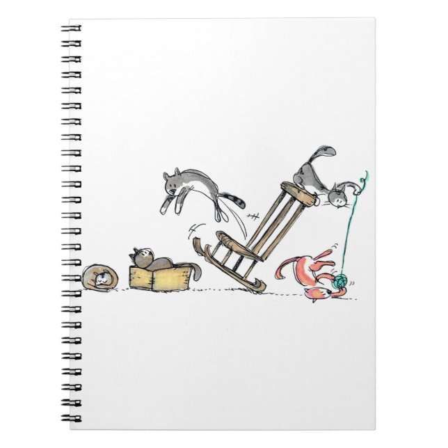 Cuaderno Cats Cats Playing Pets Animals Feline Drawing (Frente)