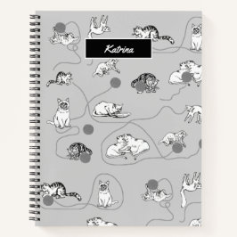 Cuaderno Cats Cutos Jugando Y Siendo Un Patrón Mal