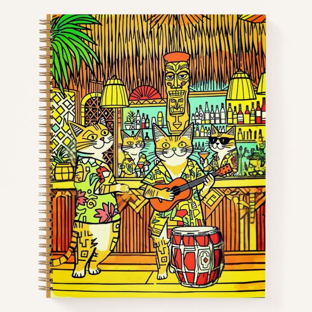 Cuaderno Cats on Vacation in a Tiki Bar Journal (Anverso)
