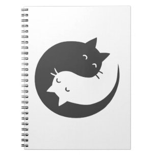 Cuaderno Cats yin y yang mandala - Elija color de fondo