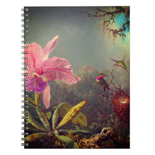 Cuaderno Cattleya Orchid y tres Hummingbirds Heade