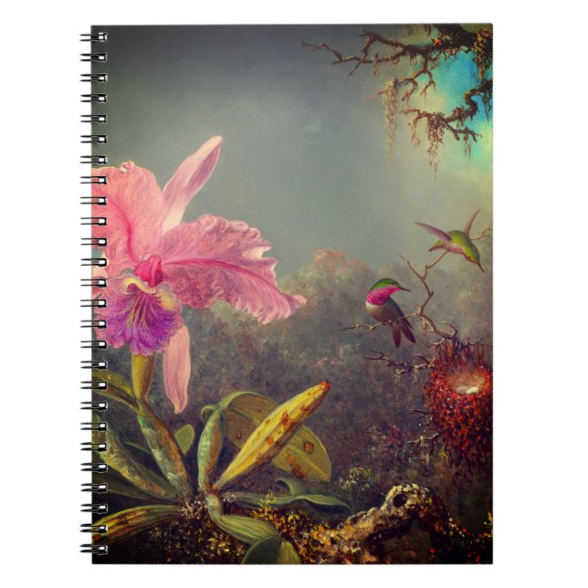 Cuaderno Cattleya Orchid y tres Hummingbirds Heade (Frente)