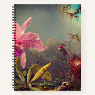 Cuaderno Cattleya Orchid y tres Hummingbirds Heade