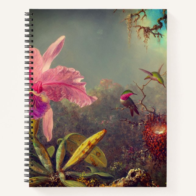 Cuaderno Cattleya Orchid y tres Hummingbirds Heade (Anverso)