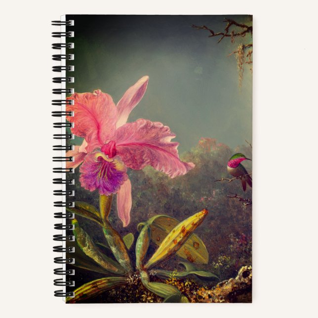 Cuaderno Cattleya Orchid y tres Hummingbirds Heade (Anverso)