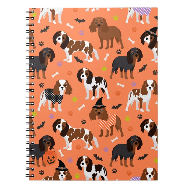 Cuaderno Cavalier de Halloween King Charles Spaniel (Frente)