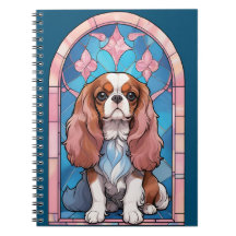 Cavalier King Charles Pastel Vidrio Manchado Rosa