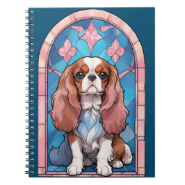 Cuaderno Cavalier King Charles Pastel Vidrio Manchado Rosa