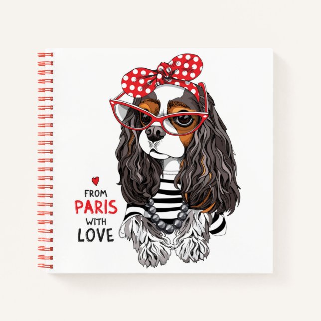 Cuaderno Cavalier King Charles Spaniel De París Con Amor (Anverso)