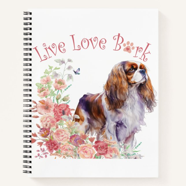 Cuaderno Cavalier King Charles Spaniel Dog Mom Floral (Anverso)
