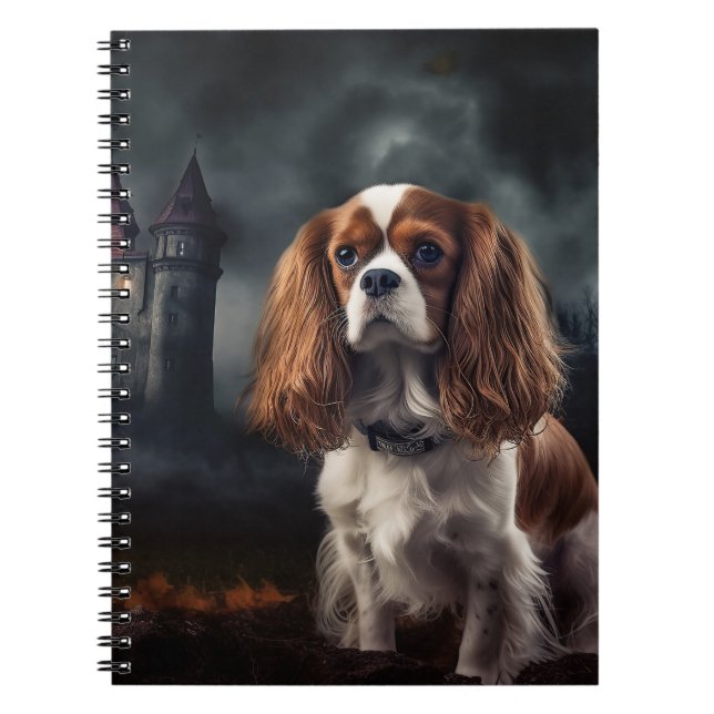 Cuaderno Cavalier King Charles Spaniel Halloween Espantoso (Frente)