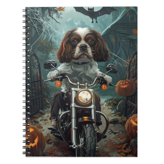 Cuaderno Cavalier King Charles Spaniel Halloween Espeluznan (Frente)