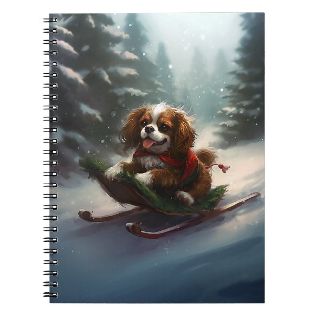 Cuaderno Cavalier King Charles Spaniel  Nieve de Navidad (Frente)