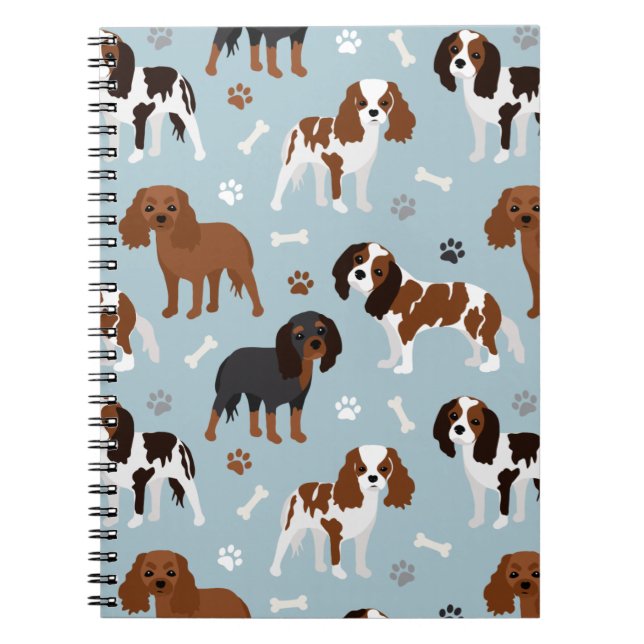 Cuaderno Cavalier King Charles Spaniel Paws and Bones (Frente)