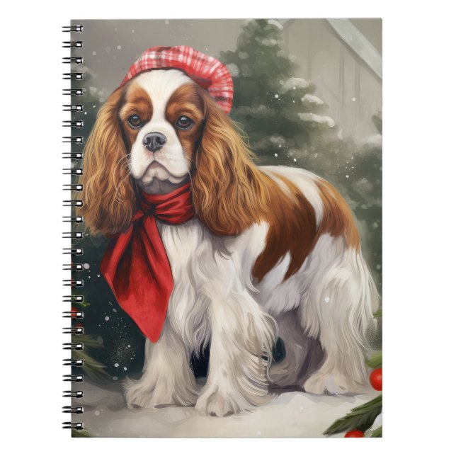 Cuaderno Cavalier King Charles Spaniel Perro Navidad (Frente)