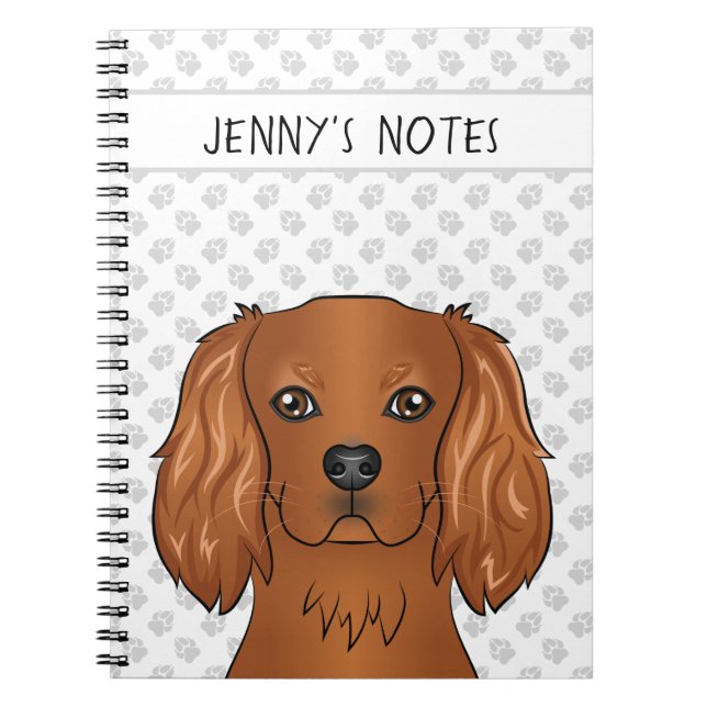 Cuaderno Cavalier King Charles Spaniel rubí & Texto (Frente)