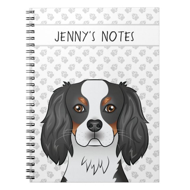 Cuaderno Cavalier King Charles Spaniel Tricolor Perro y Tex (Frente)