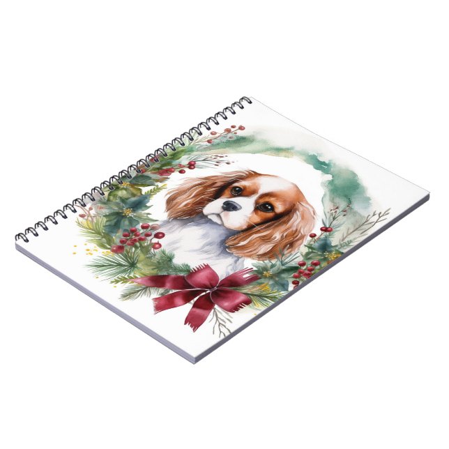 Cuaderno Cavalier King Navidades Wreath Festimes Pup (Lado Izquierdo)