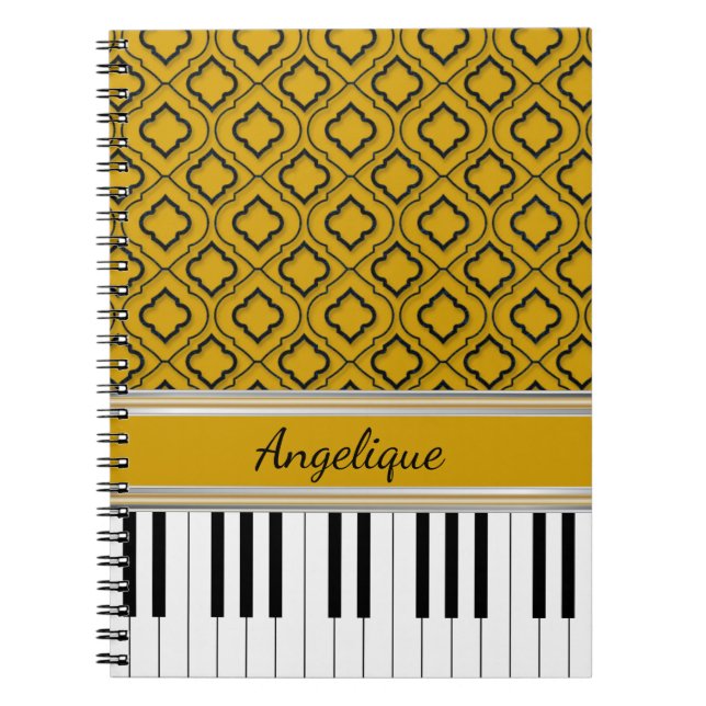Cuaderno Cayos de piano personalizados con papel negro en e (Frente)
