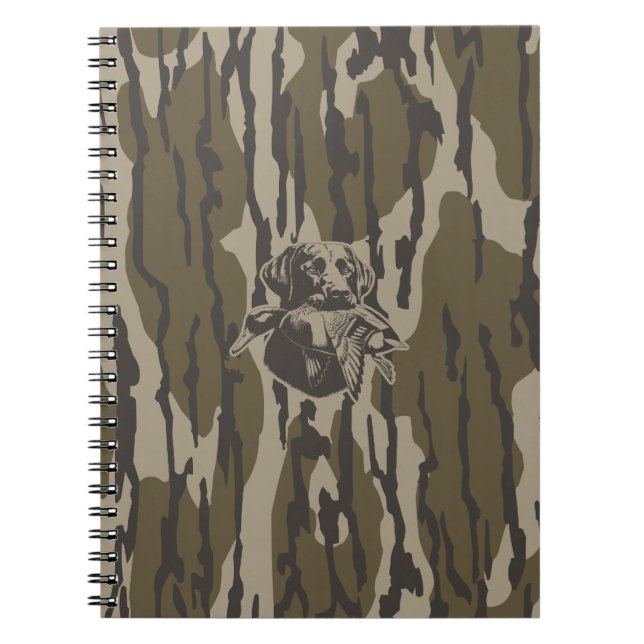 Cuaderno Cazadores de pato con camuflaje de bosque de perro (Frente)
