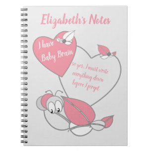 Cuaderno Cebollo gris rosa lindo oruga bebé